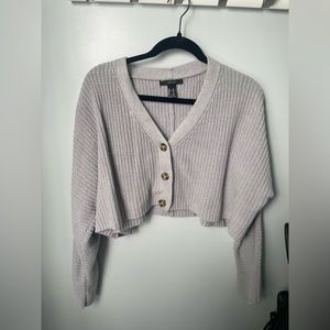 cropped grey cardigan
